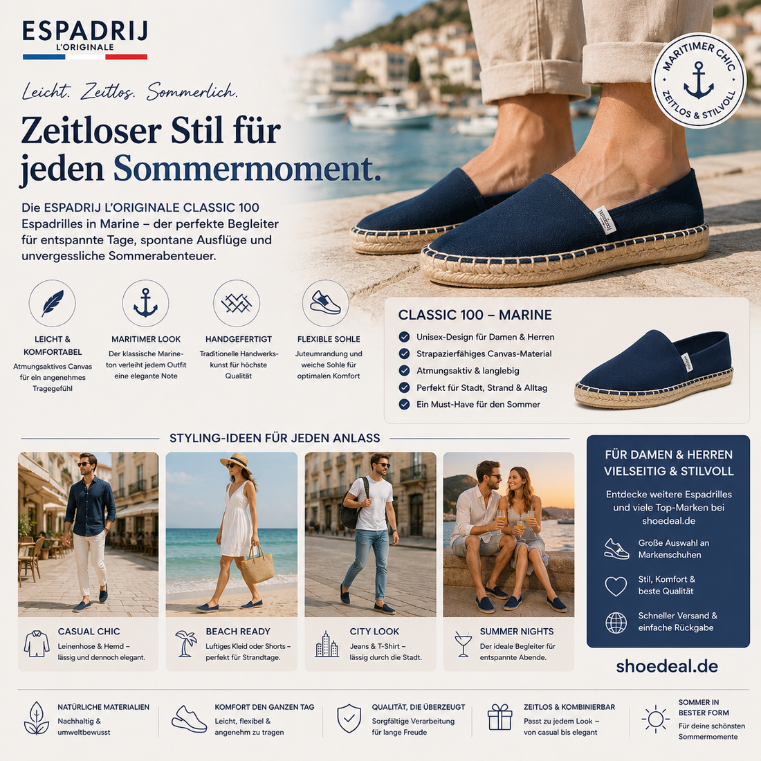 Zeitlos mit Stil durch den Sommer. Espadrilles von Espadrij l´originale. | shoedeal.de