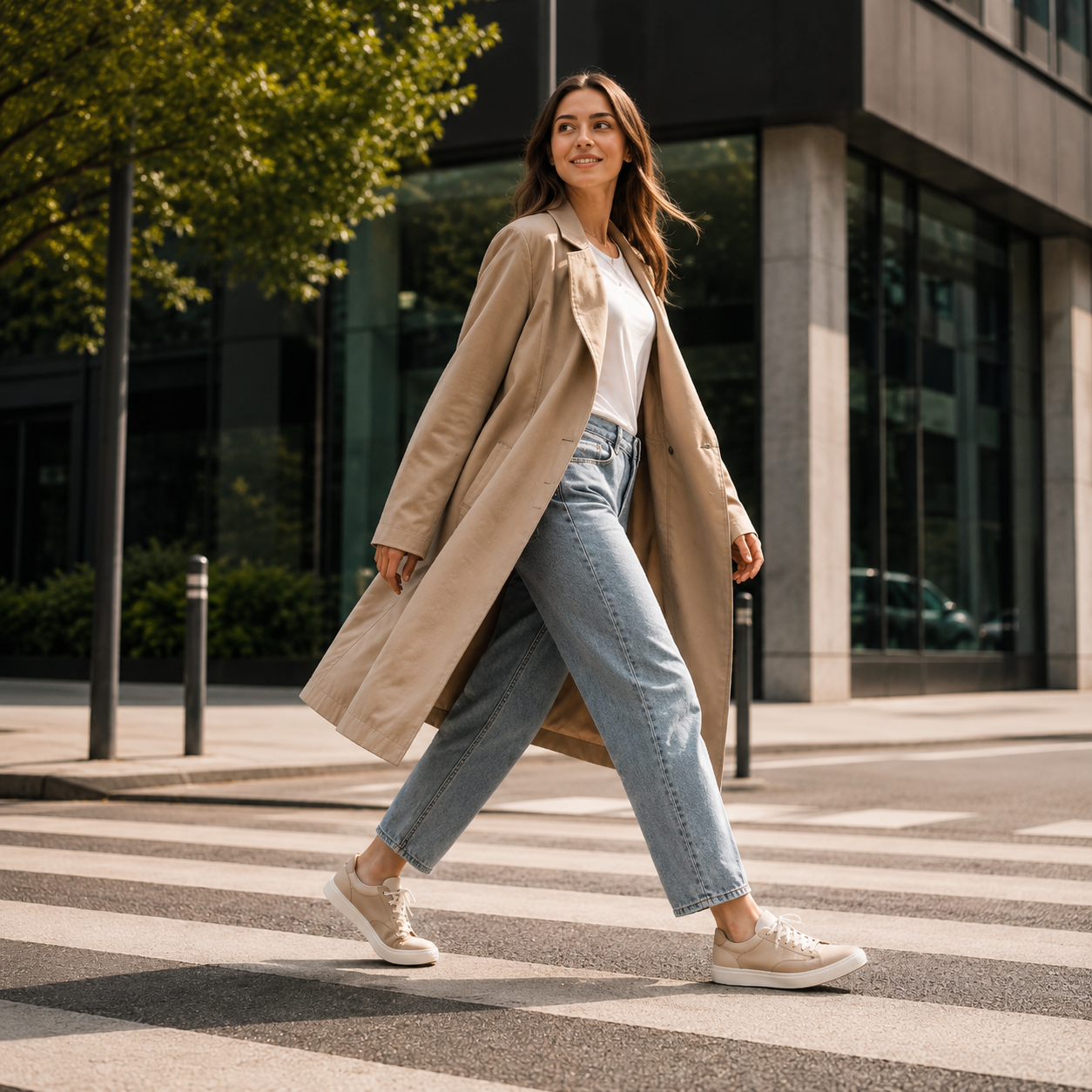 Frau mit modischen Schuhen im modernen City-Look – shoedeal.de