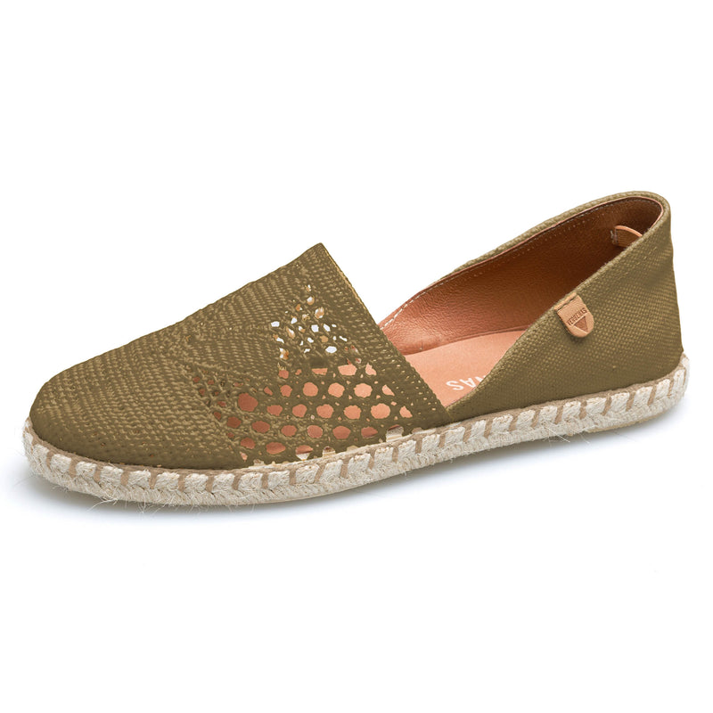 VERBENAS Damen Espadrilles CARMEN CROCHET LINO PARIS kaki | Bester Preis, bester Style – shoedeal