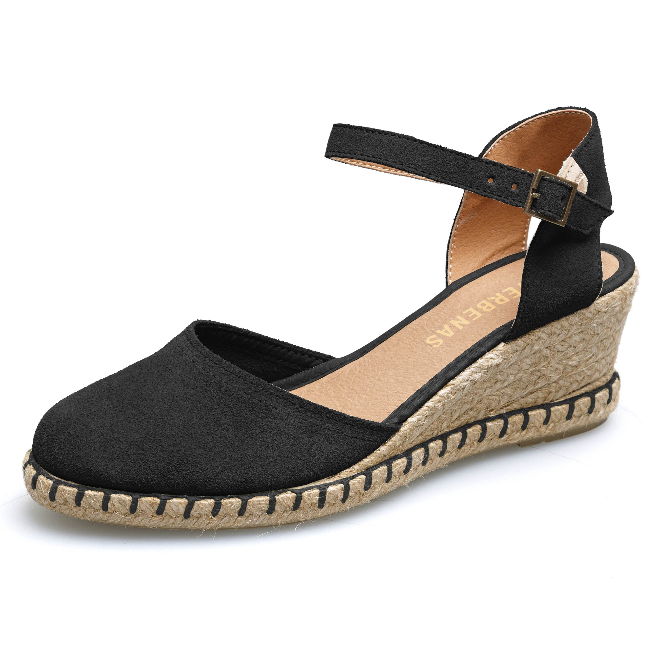 VERBENAS Damen Sandalette MALENA serraje tan negro | Bester Preis, bester Style – shoedeal