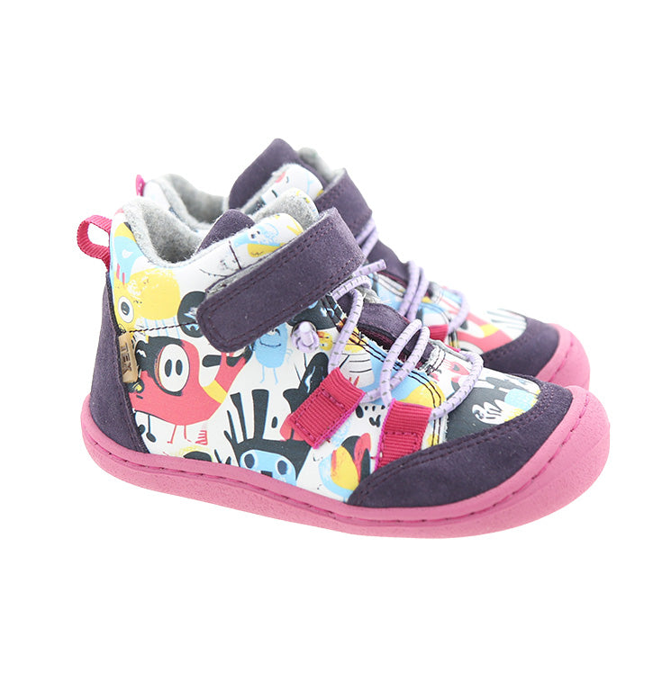 KOEL gefütterte Barefoot Kinderschuhe BEAU PRINTS - lavandel