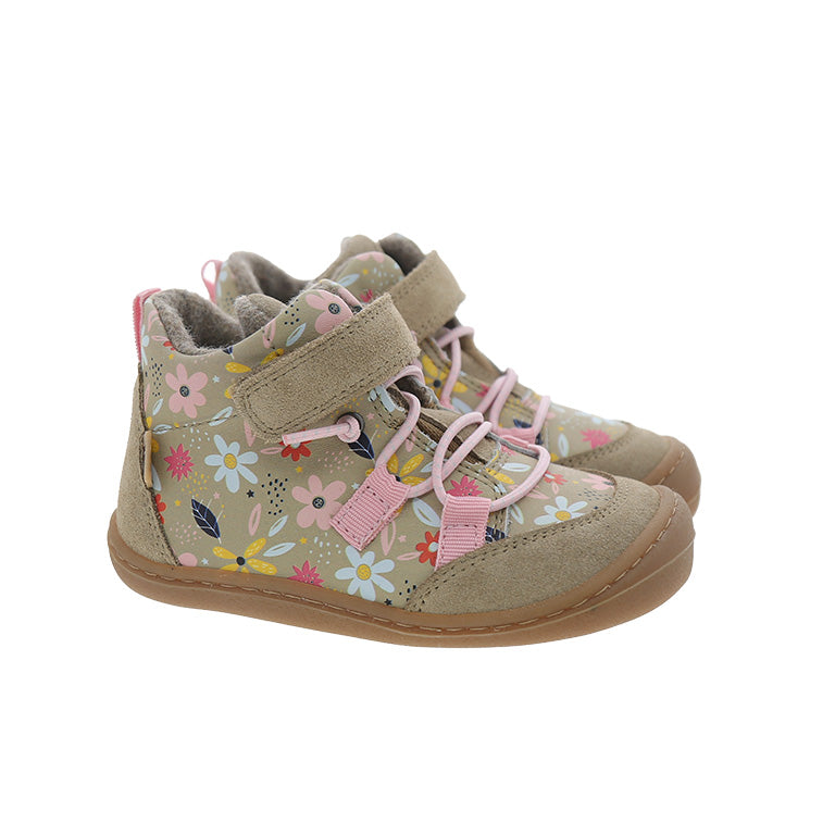 KOEL gefütterte Barefoot Kinderschuhe BEAU PRINTS - taupe