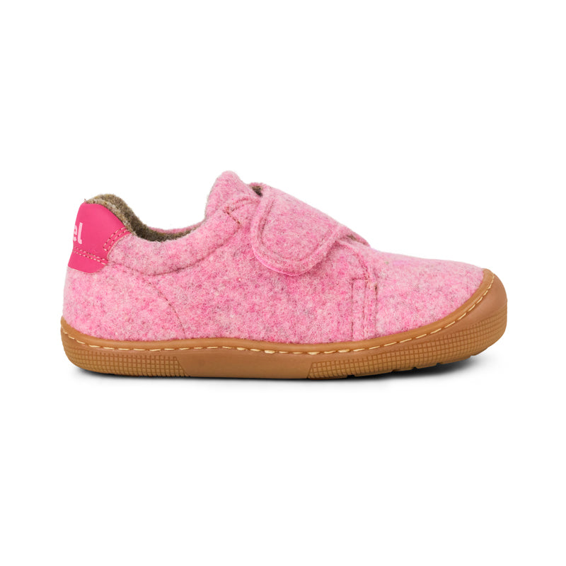 KOEL Barefoot Kinder Hausschuhe mit Klettverschluß DAN FELT pink