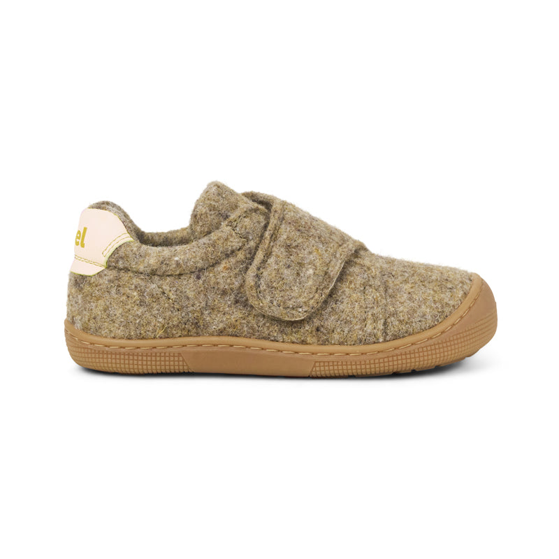 KOEL Barefoot Kinder Hausschuhe mit Klettverschluß DAN FELT beige