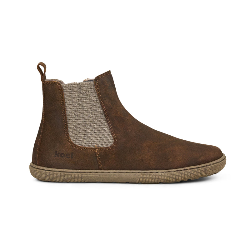KOEL Damen Barefoot Chelsea Boots FILAS CLOUD WOOL cognac
