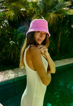 ESPADRIJ L'ORIGINALE Hut BUCKET HAT FROTTÉE 90 pink