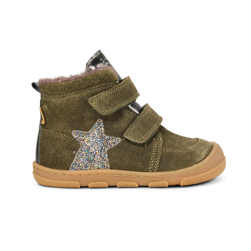 KOEL Barefoot Kinder Booties KIVO WOOL TEX extra weit khaki
