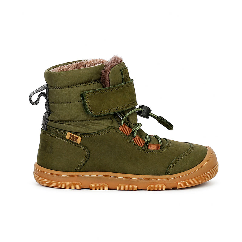 KOEL Barefoot Kinder gefütterte Boots KULLA WOOL TEX extra weit green