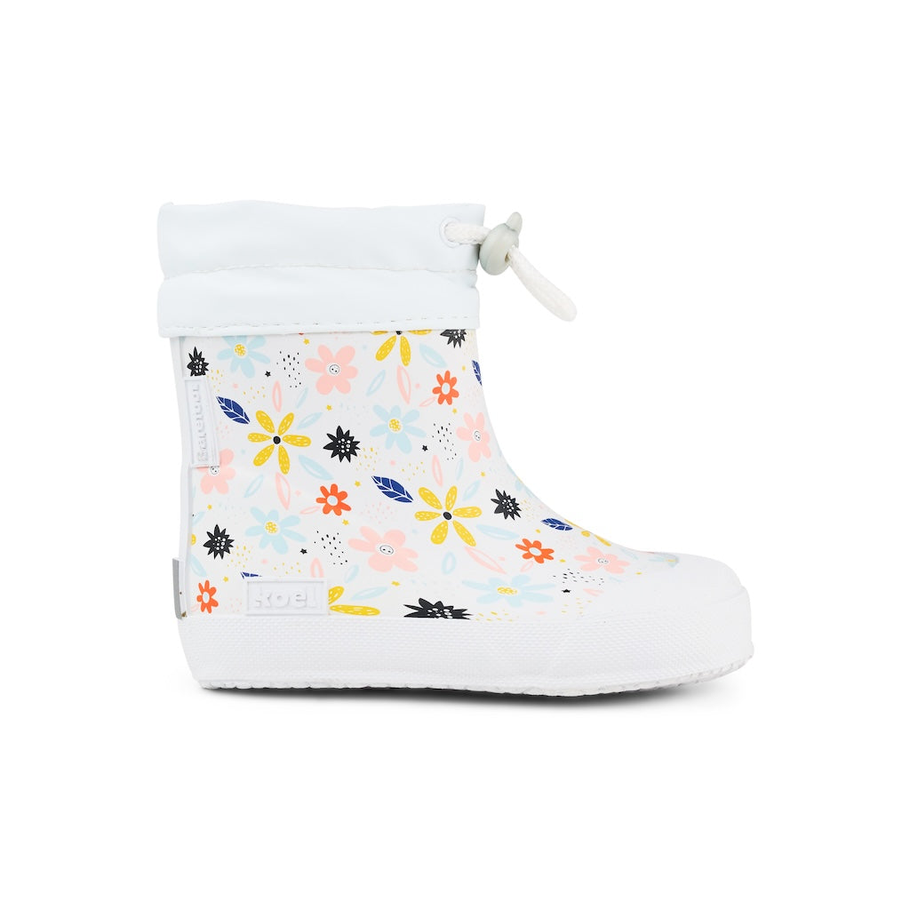 KOEL Barefoot Gummistiefel für Kleinkinder WELLIE Flowers White