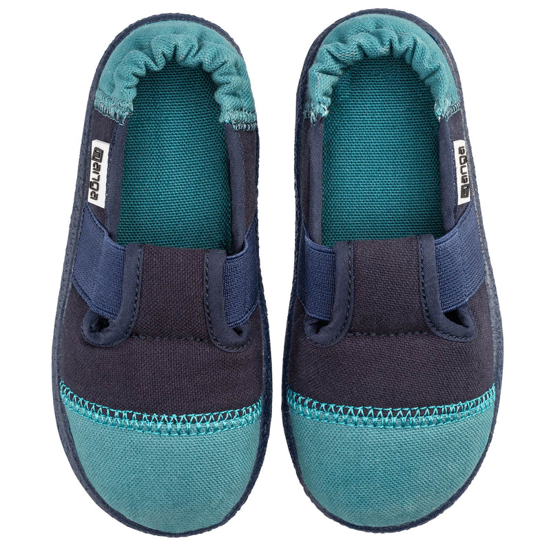 NANGA Kinderschuhe - Hausschuhe KLETTE 2.0 blau türkis