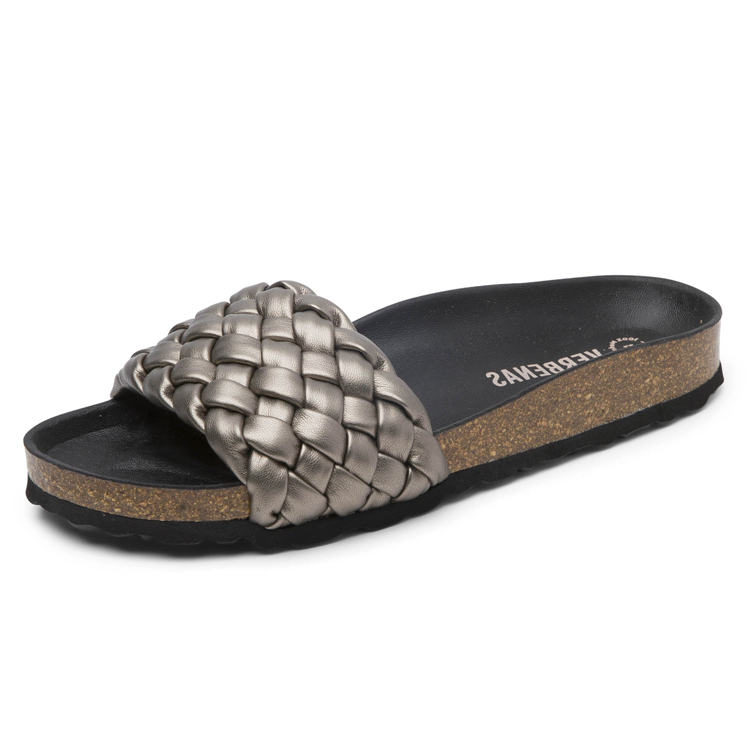 VERBENAS Damen Pantoletten RICA trenza soft metal plomo | Bester Preis, bester Style – shoedeal