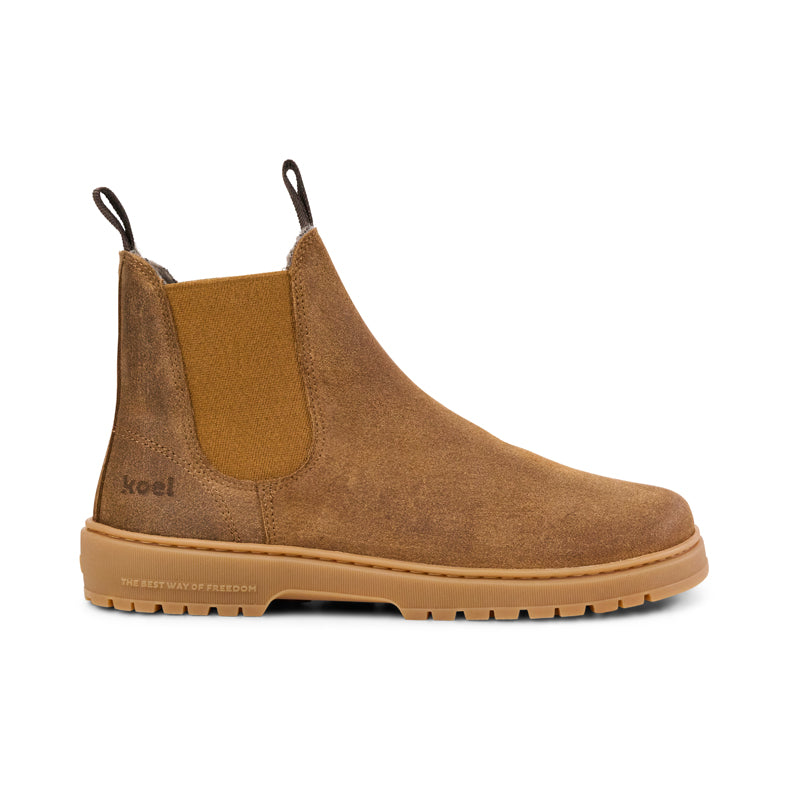 KOEL Damen Barefoot Chelseaboots GAVIEN SUEDE WOOL cognac