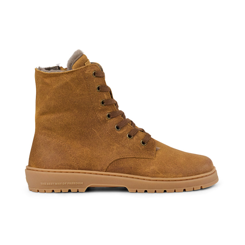 KOEL Damen gefütterte Barefoot Schnürboots GALYON FELT cognac
