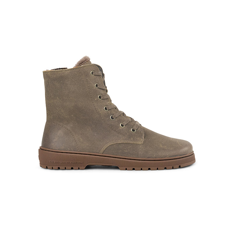 KOEL Damen gefütterte Barefoot Schnürboots GALYON FELT taupe