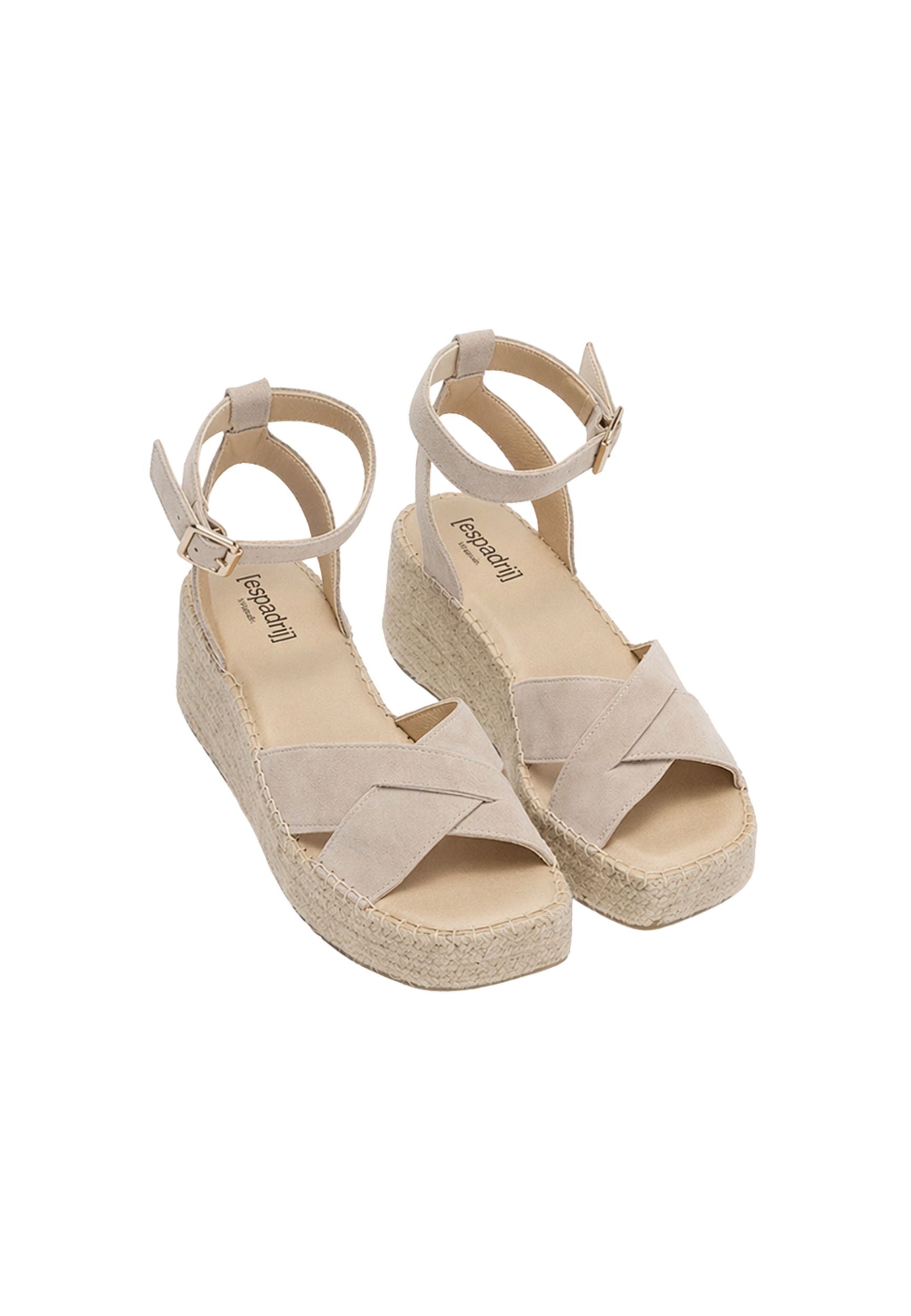 ESPADRIJ L'ORIGINALE Damen Sandalette CROIX VELOUR HIGH beige