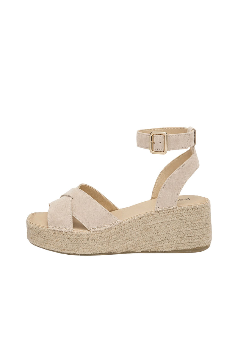 ESPADRIJ L'ORIGINALE Damen Sandalette CROIX VELOUR HIGH beige