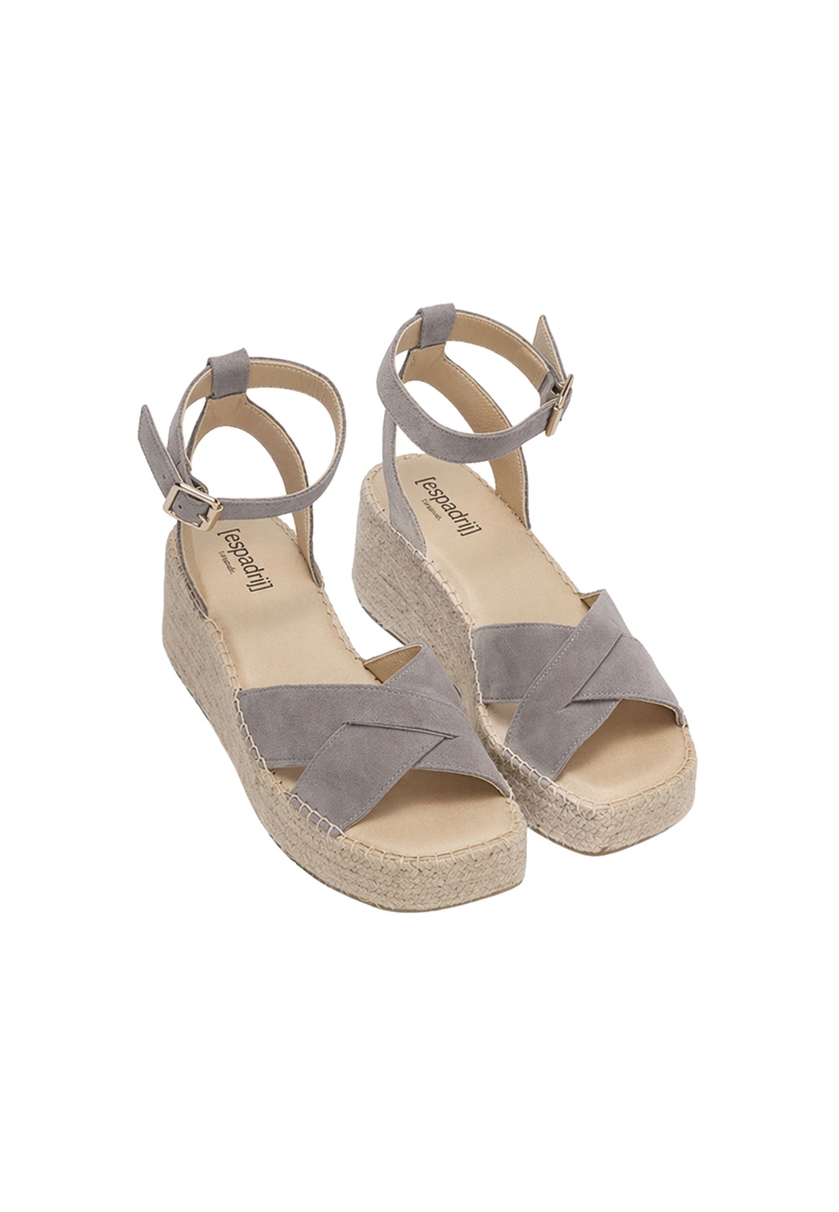 ESPADRIJ L'ORIGINALE Damen Sandalette CROIX VELOUR HIGH stone