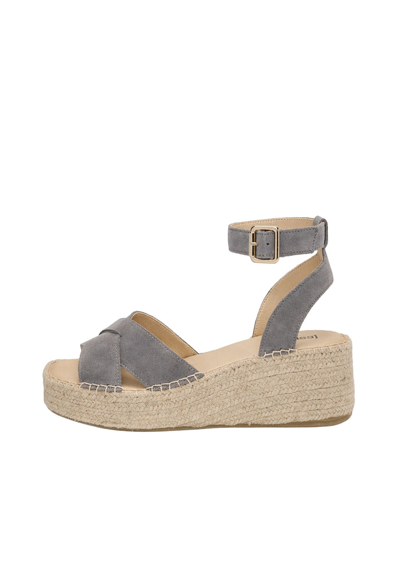 ESPADRIJ L'ORIGINALE Damen Sandalette CROIX VELOUR HIGH stone