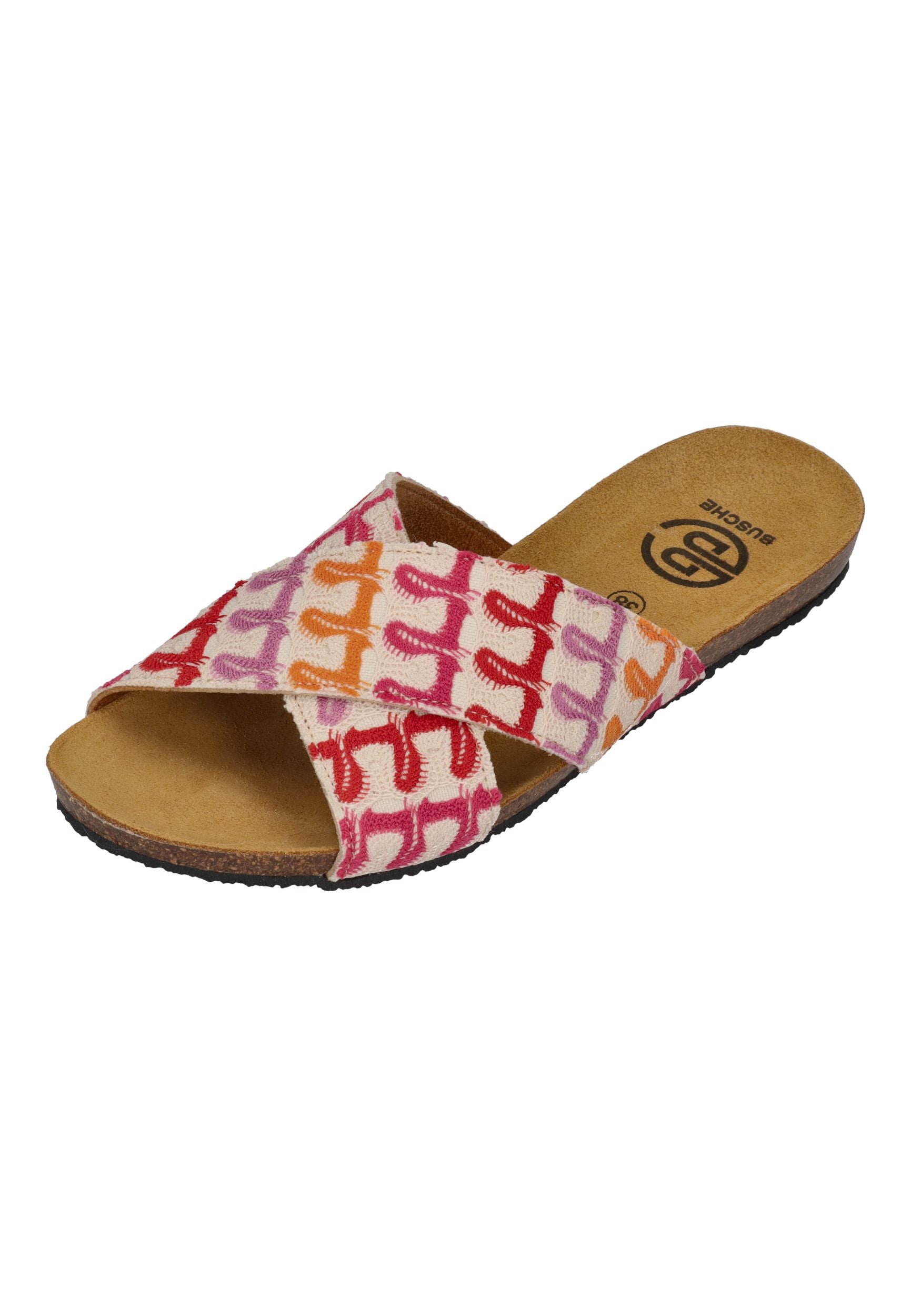 BUSCHE Damen Pantoletten Kreuzbandage LA MADEIRA 3029 fantasy fresa