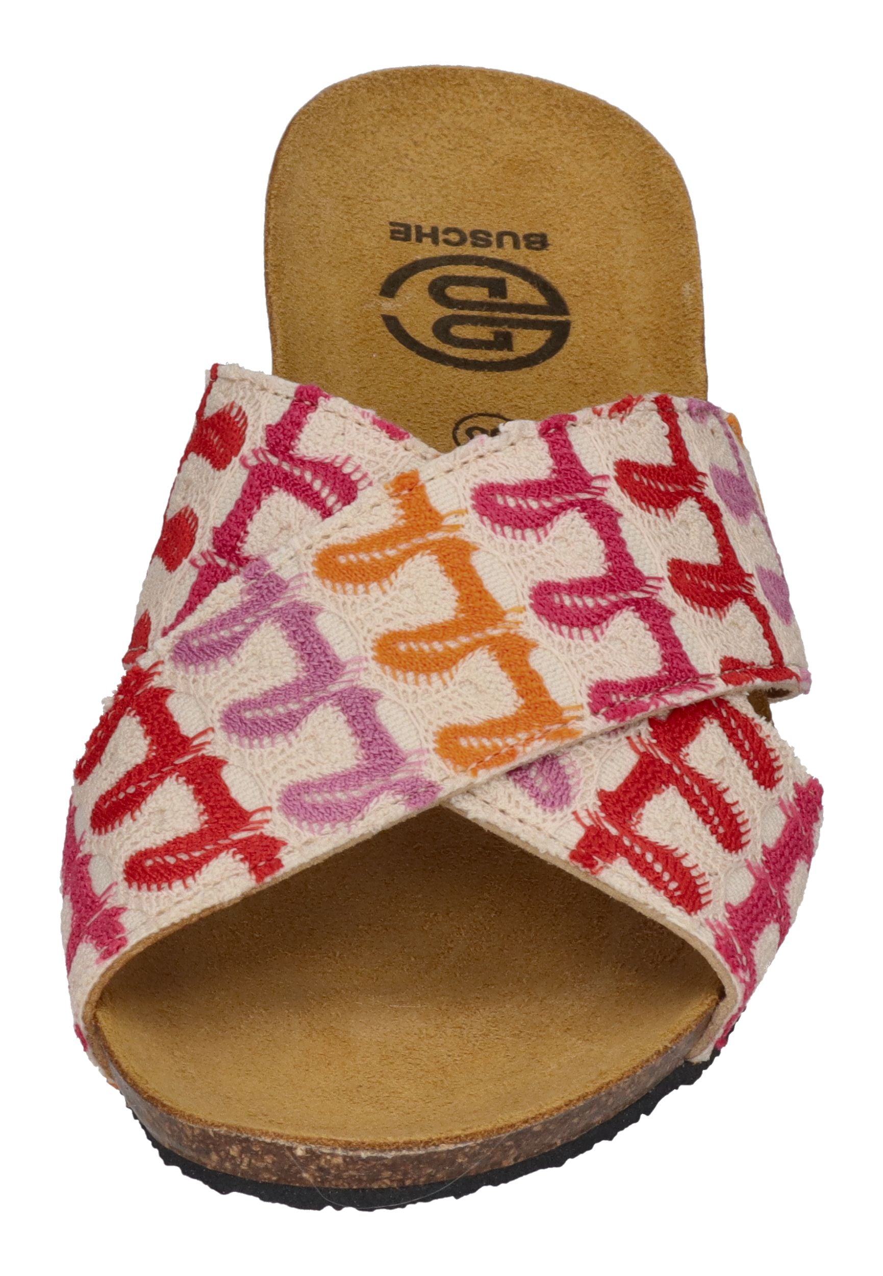 BUSCHE Damen Pantoletten Kreuzbandage LA MADEIRA 3029 fantasy fresa