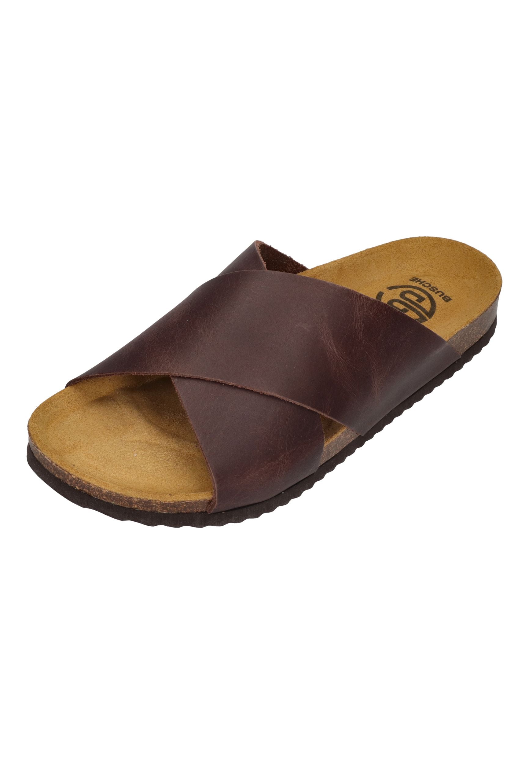 BUSCHE Damen Pantoletten Kreuzbandage MENORCA 3026 coffee