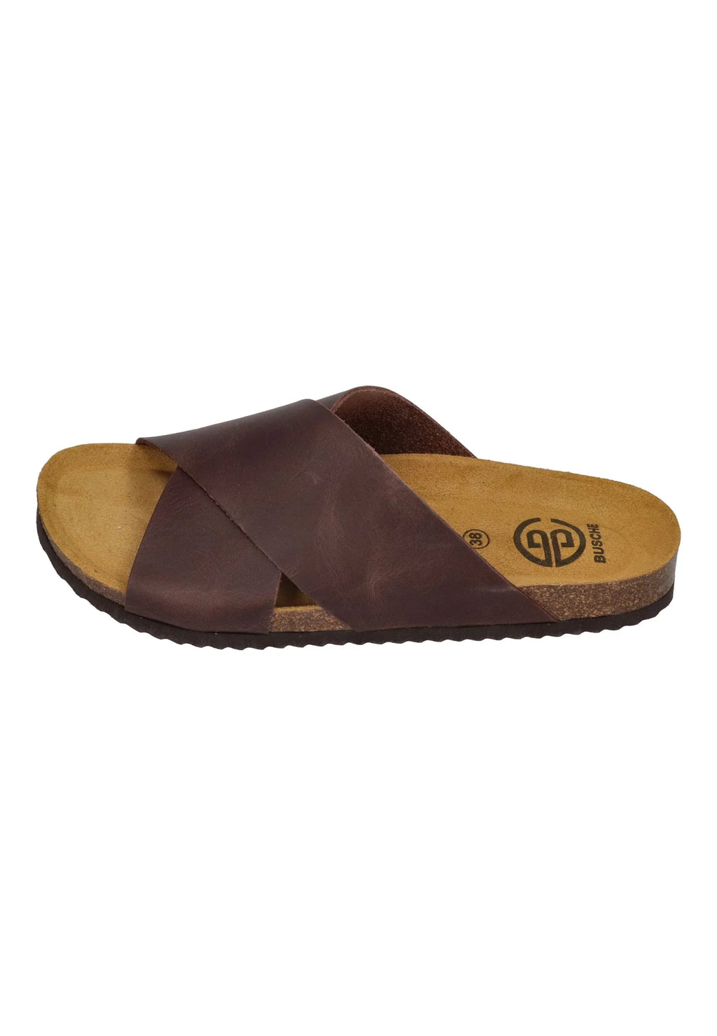 BUSCHE Damen Pantoletten Kreuzbandage MENORCA 3026 coffee