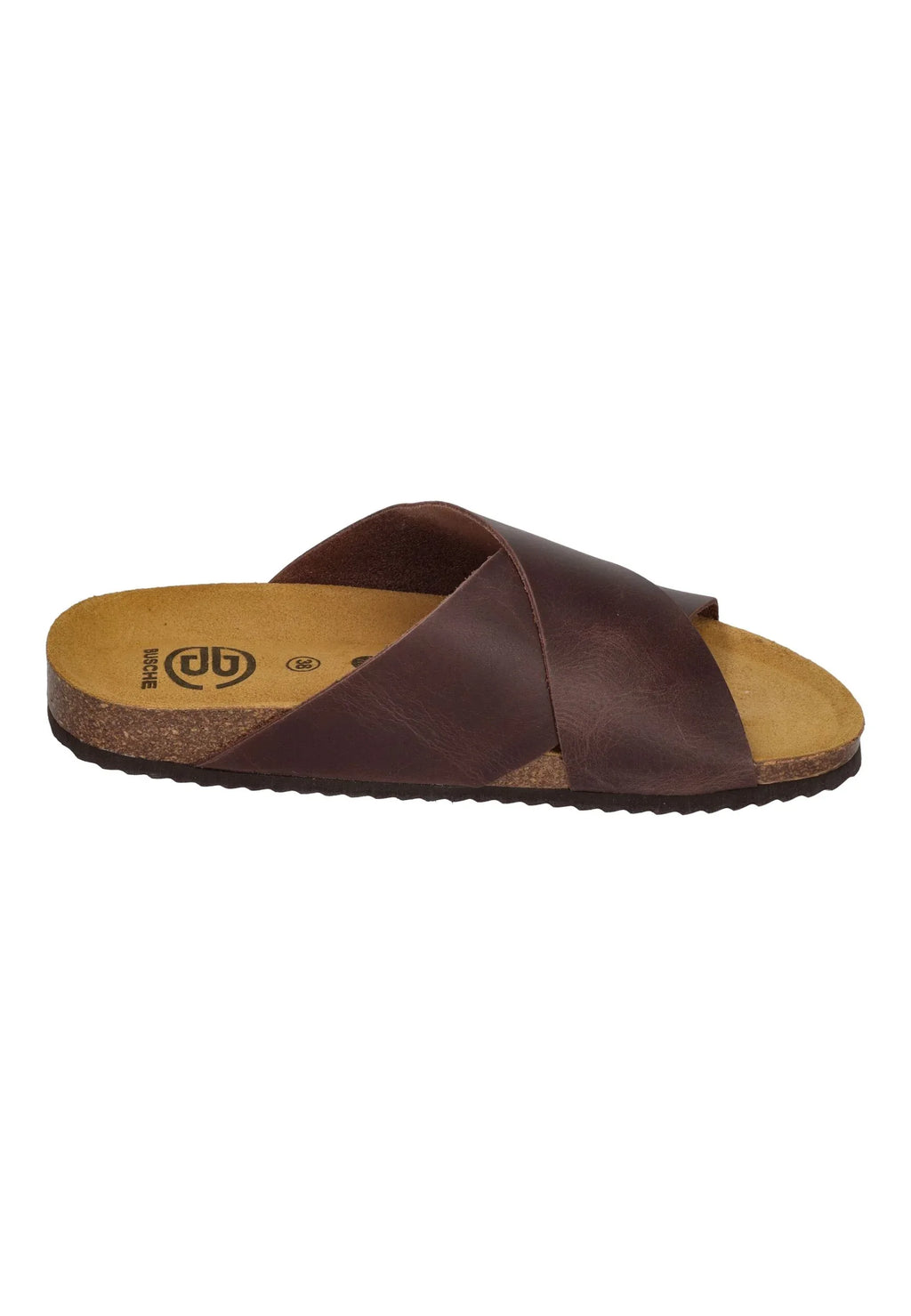 BUSCHE Damen Pantoletten Kreuzbandage MENORCA 3026 coffee