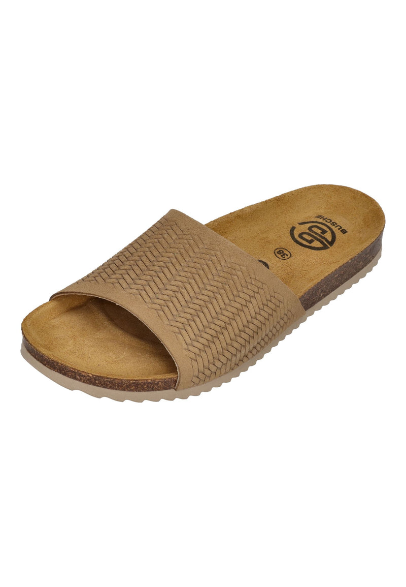 BUSCHE Damen Pantoletten Poolslide CAPRI 2526 nu ambossed