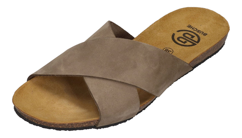 BUSCHE Damen Pantoletten Kreuzbandage TROPEZ 2125 kaki