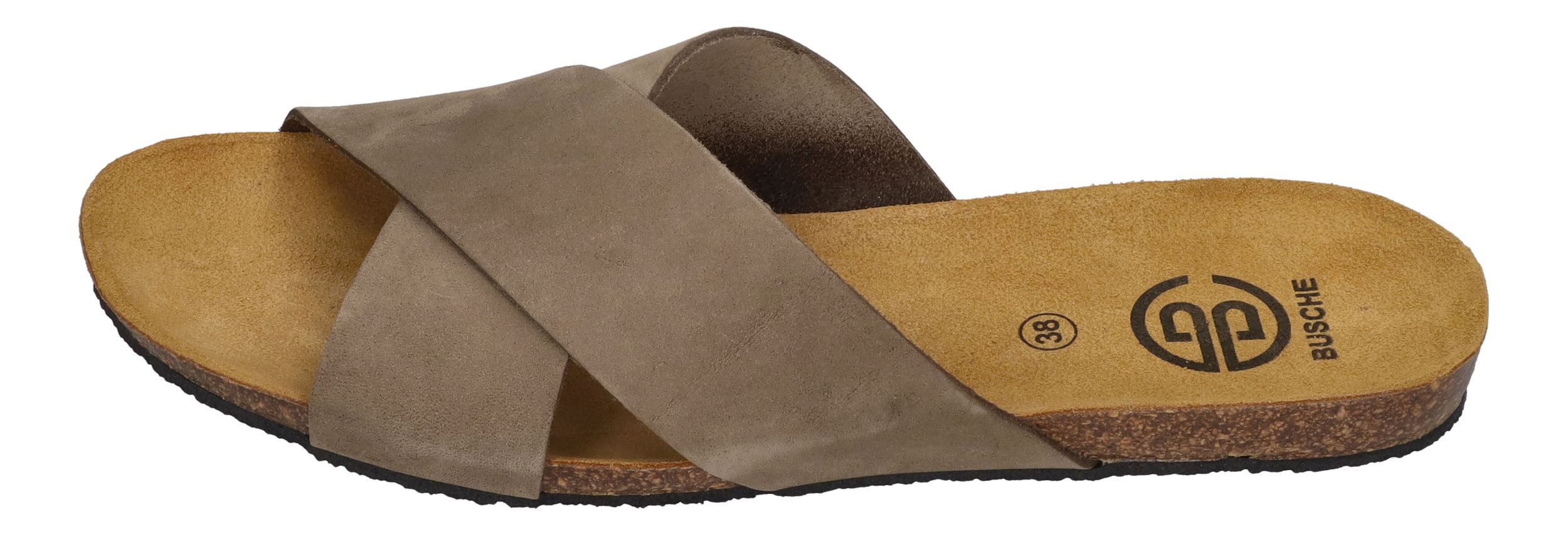 BUSCHE Damen Pantoletten Kreuzbandage TROPEZ 2125 kaki