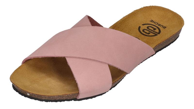 BUSCHE Damen Pantoletten Kreuzbandage TROPEZ 2125 rosa