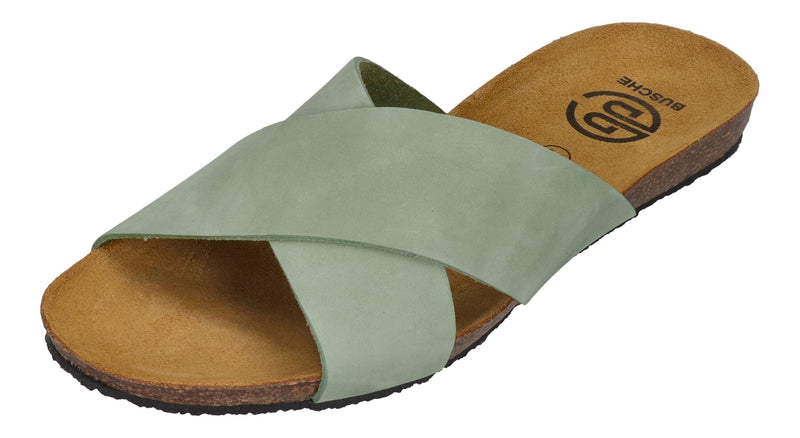 BUSCHE Damen Pantoletten Kreuzbandage TROPEZ 2125 salvia