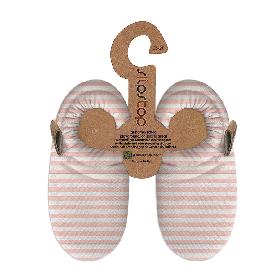 SLIPSTOP Kinder Hausschuhe Bootie BREEZE rosa gestreift