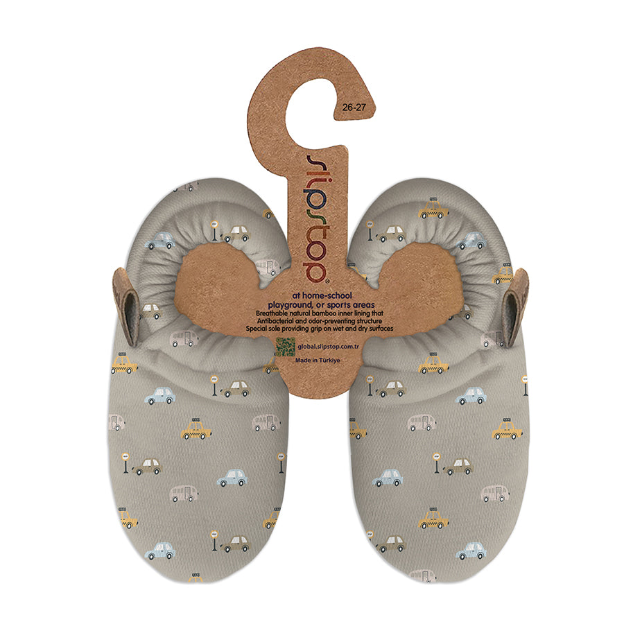 SLIPSTOP Kinder Hausschuhe Bootie CARS natural