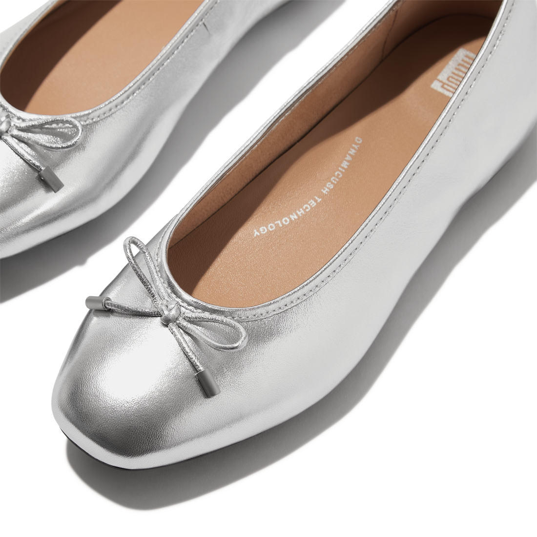 FITFLOP Ballerina DELICATO BOW SOFT Metallic Leather - silver