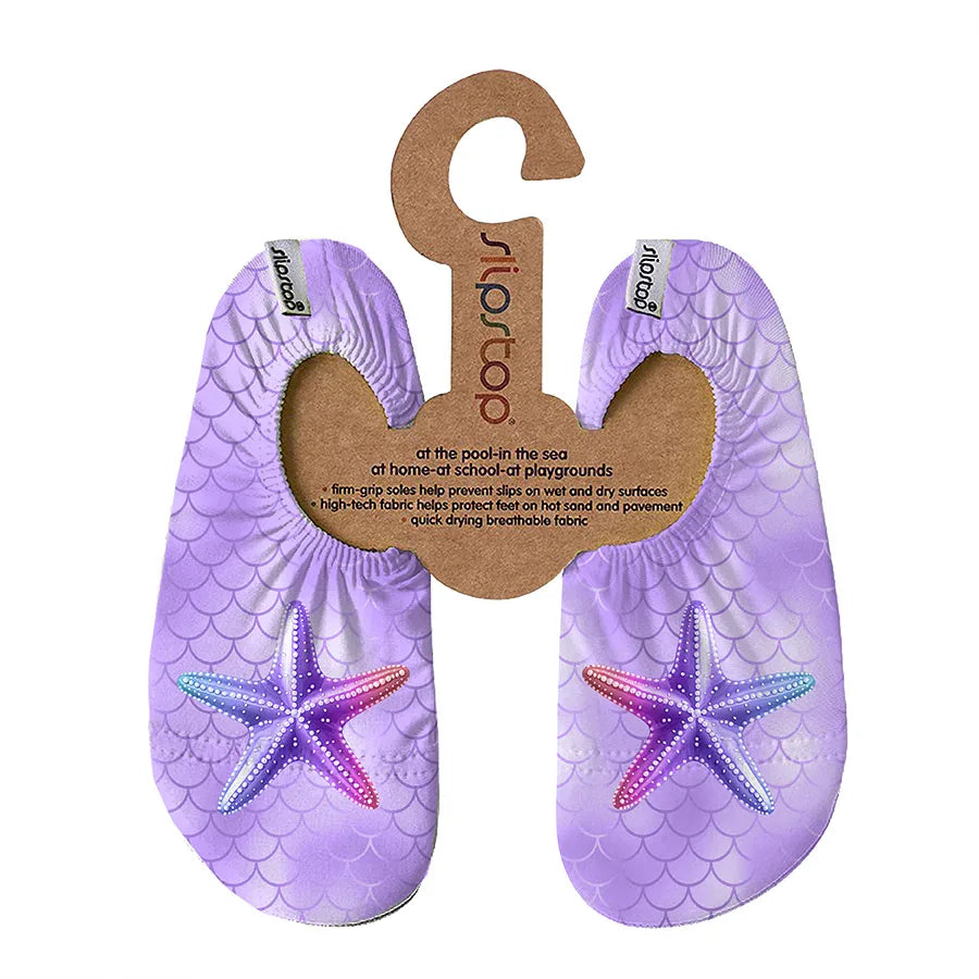 SLIPSTOP Kinder Hausschuhe Badeschuhe Delicate Seestern lila