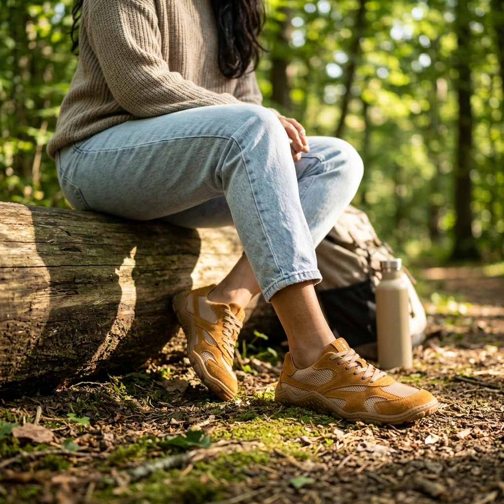 KOEL Damen Barefoot Sneakers RITA SUEDE 300 cognac