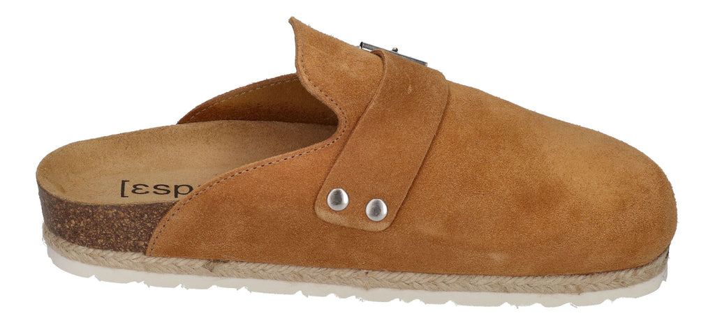ESPADRIJ L'ORIGINALE Pantolette - CLOQ VELOUR BOUCLE - cognac