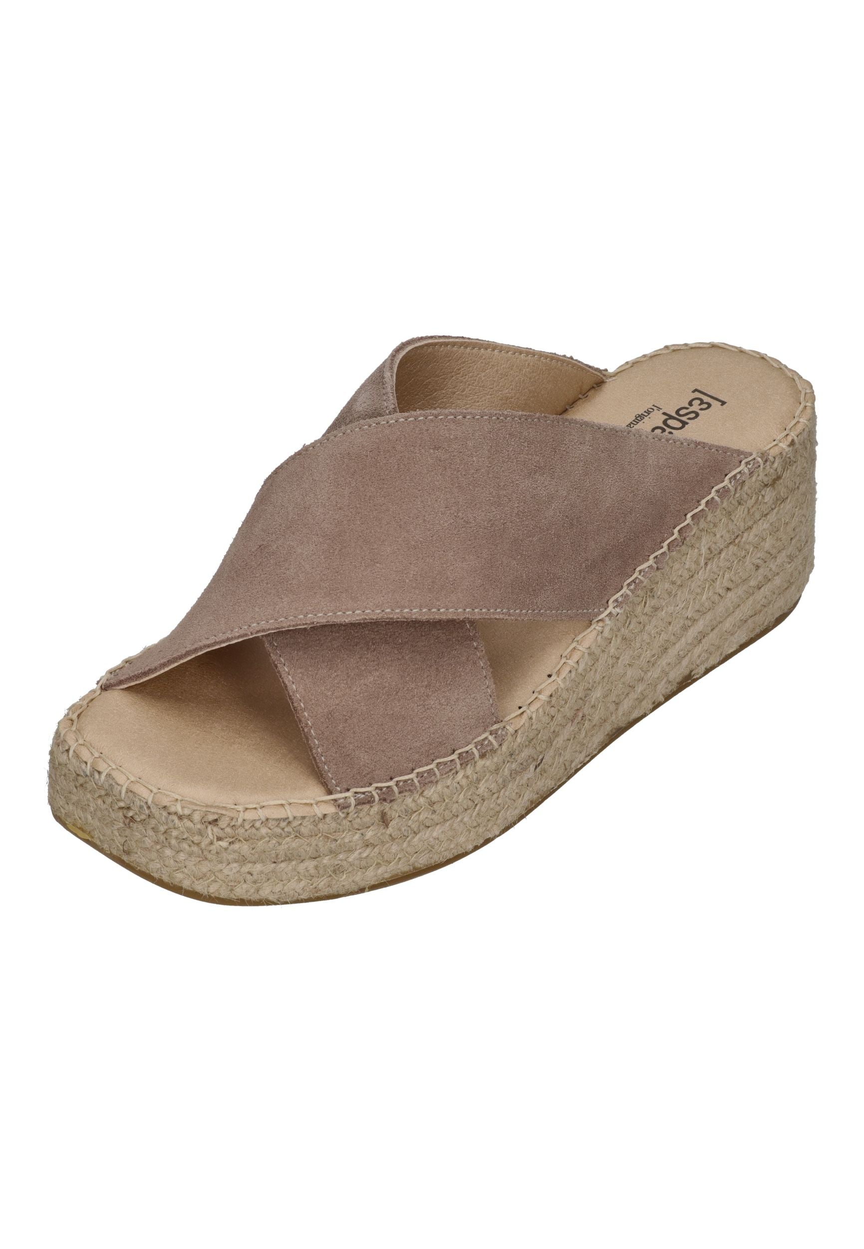ESPADRIJ L'ORIGINALE Pantolette TOULON CROISETTE VELOUR HIGH sable