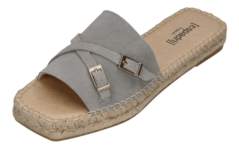 ESPADRIJ L'ORIGINALE Pantoletten - CARRE BUCKLE - gris