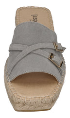ESPADRIJ L'ORIGINALE Pantoletten - CARRE BUCKLE - gris