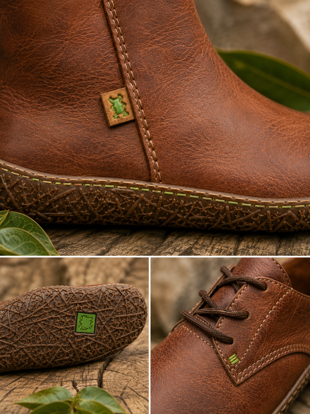 El Naturalista Schuhe mit Lederstruktur, Sohlenprofil und handwerklichen Details – shoedeal.de