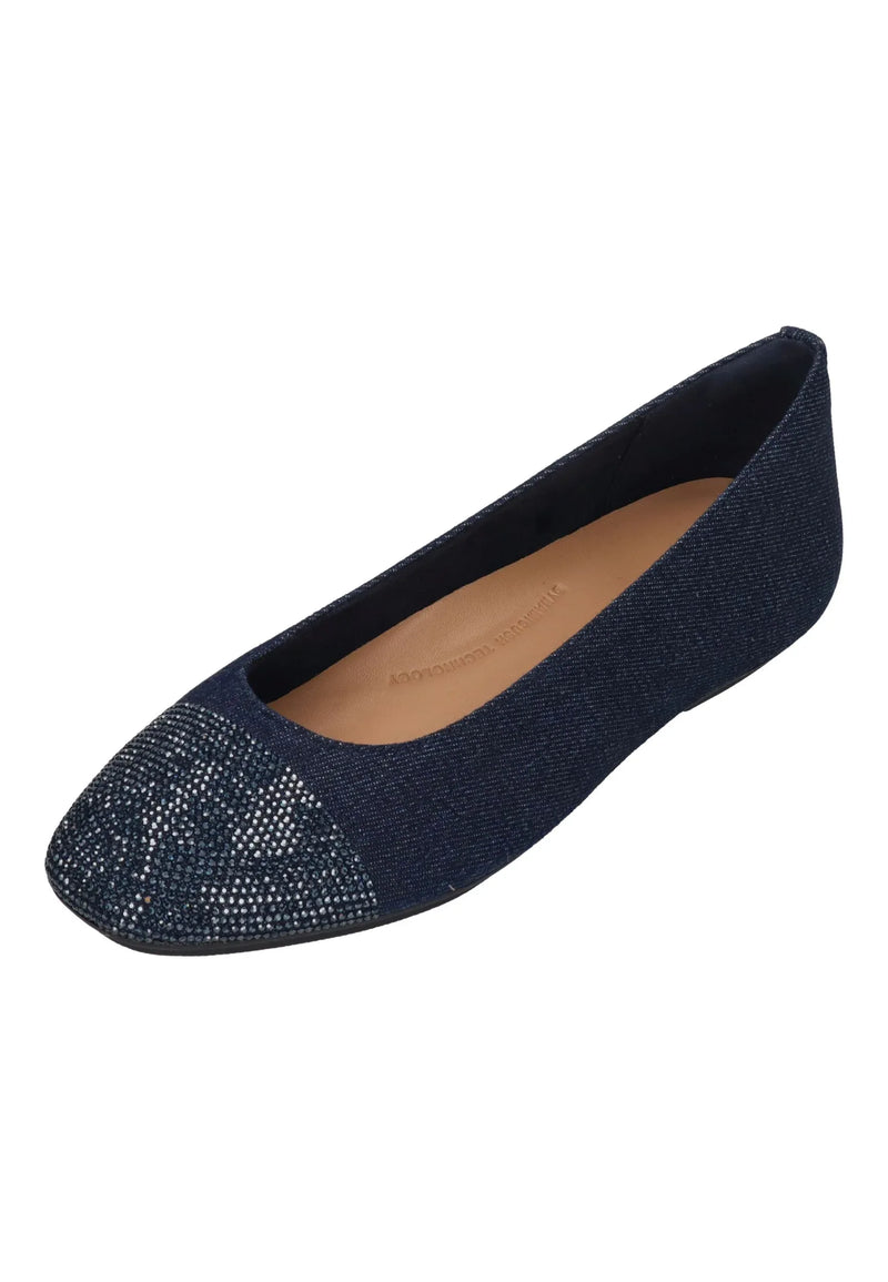 FITFLOP Damen Ballerina DELICATO CRYSTAL CAP-TOE dark denim