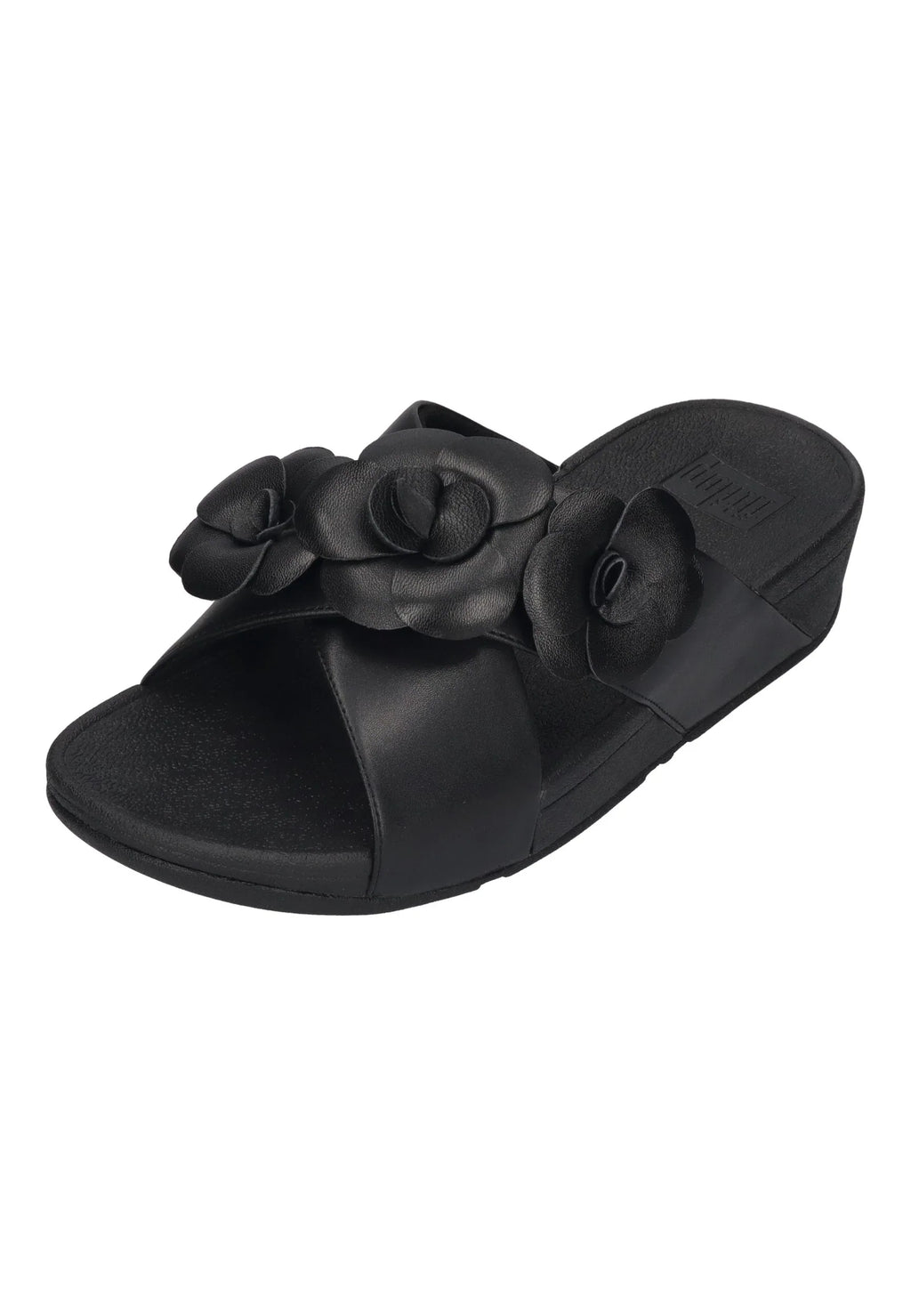FITFLOP Damen Pantoletten LULU FLOWER CROSS SLIDES black