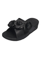 FITFLOP Damen Pantoletten LULU FLOWER CROSS SLIDES black