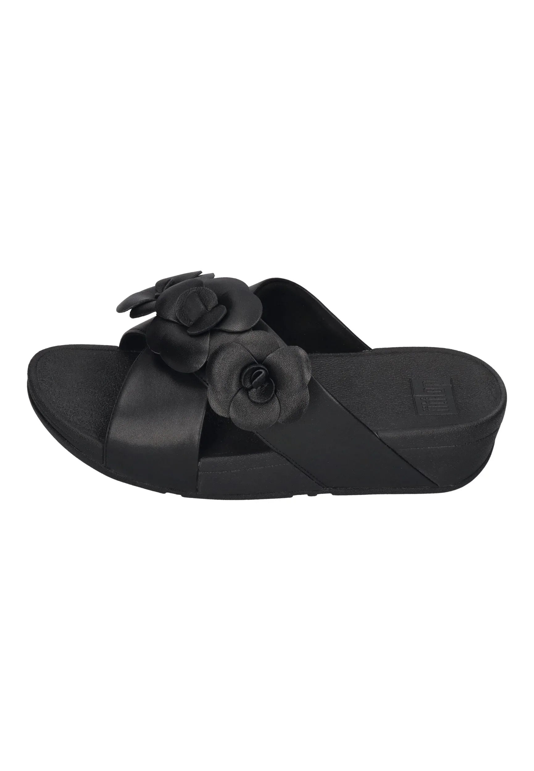 FITFLOP Damen Pantoletten LULU FLOWER CROSS SLIDES black