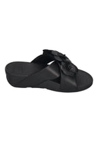 FITFLOP Damen Pantoletten LULU FLOWER CROSS SLIDES black