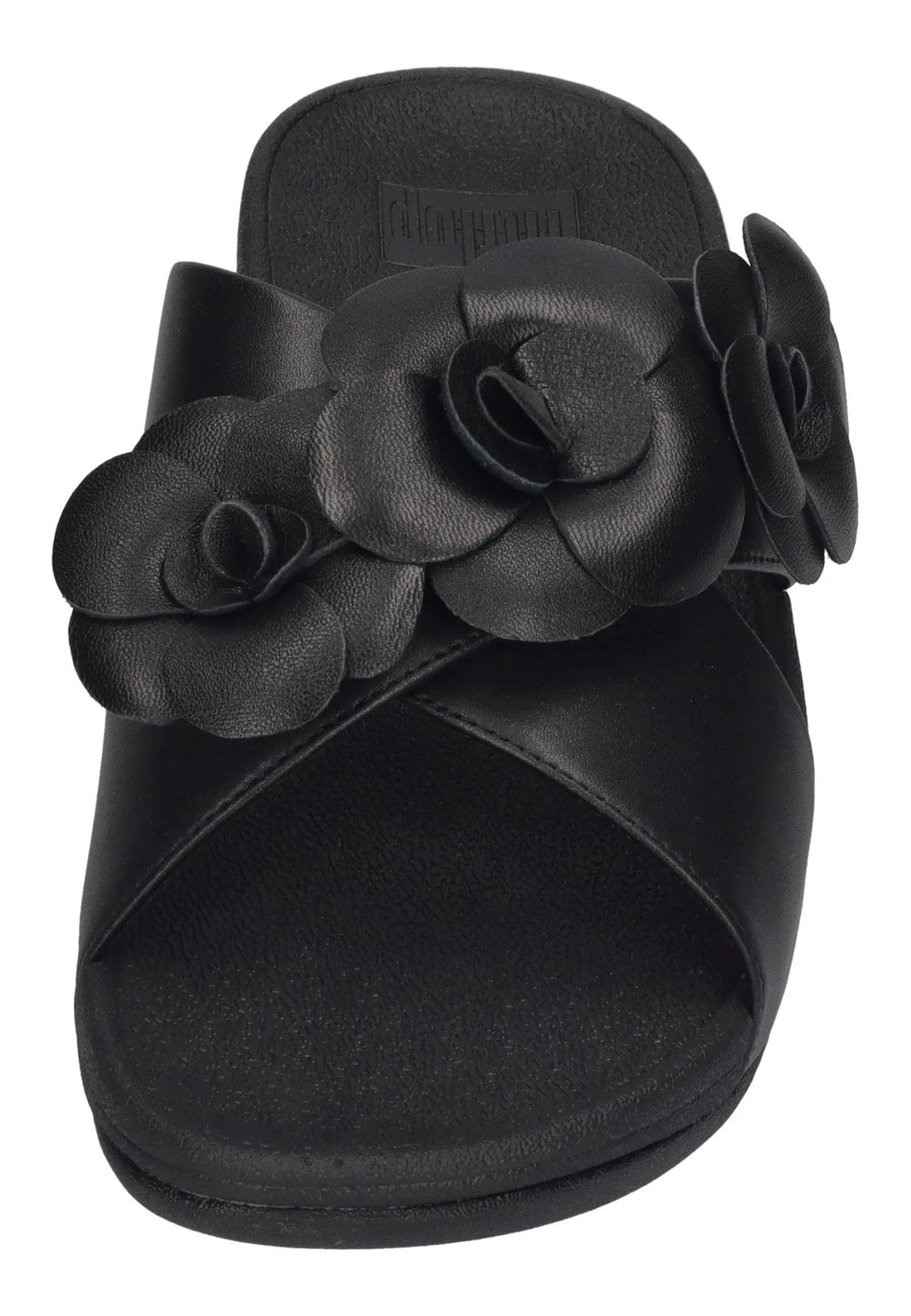 FITFLOP Damen Pantoletten LULU FLOWER CROSS SLIDES black