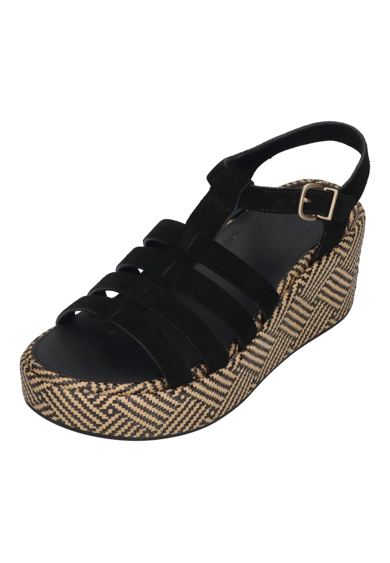 FITFLOP Damen Sandaletten PLATFFORMS GRAPHIC-WEAVE SUEDE FISHERM black