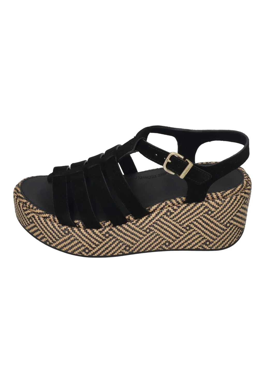 FITFLOP Damen Sandaletten PLATFFORMS GRAPHIC-WEAVE SUEDE FISHERM black
